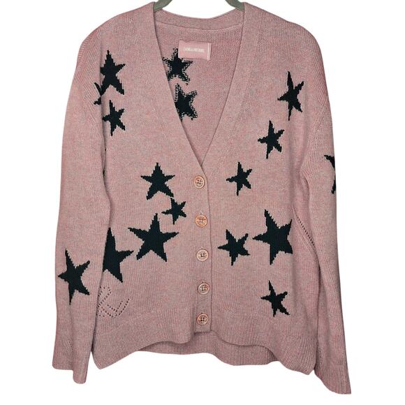 Zadig & Voltaire Mirka Stars Cashmere Cardigan Sweater Top Oversized XS 2023 - Picture 4 of 11